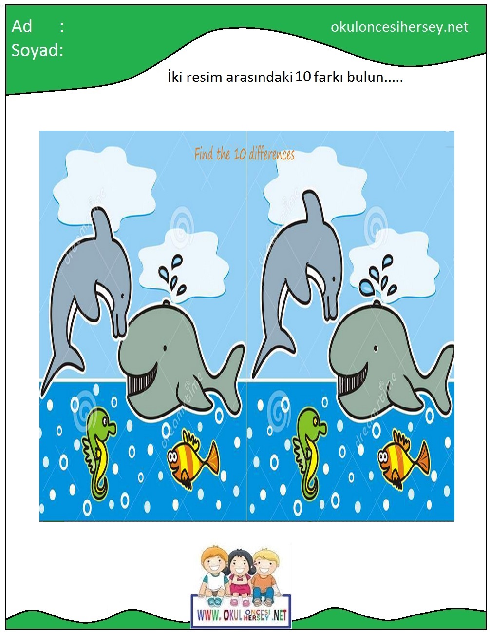 okul öncesi İki Resim Arasındaki Farkı Bul